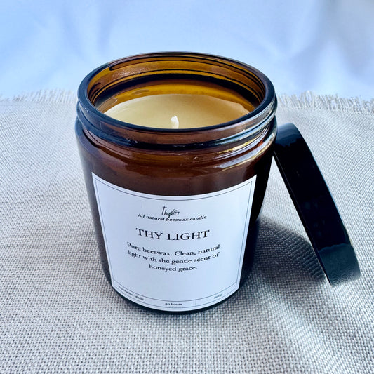 Pure Australian Beeswax Candle | 200g Amber Glass Jar