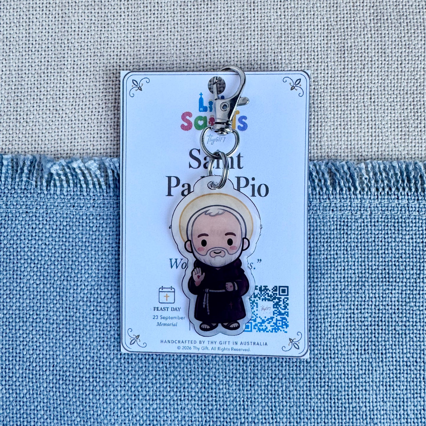Saint Padre Pio Lil’ Saints Keychain | Thy Gift