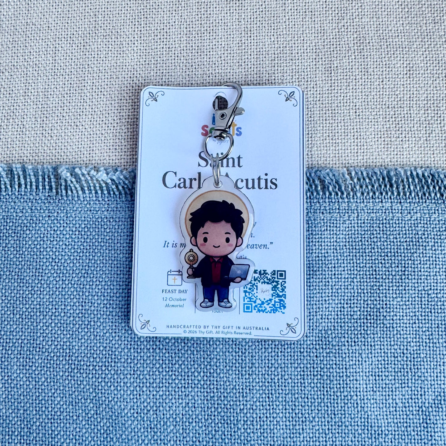 Saint Carlo Acutis Lil’ Saints Keychain | Thy Gift