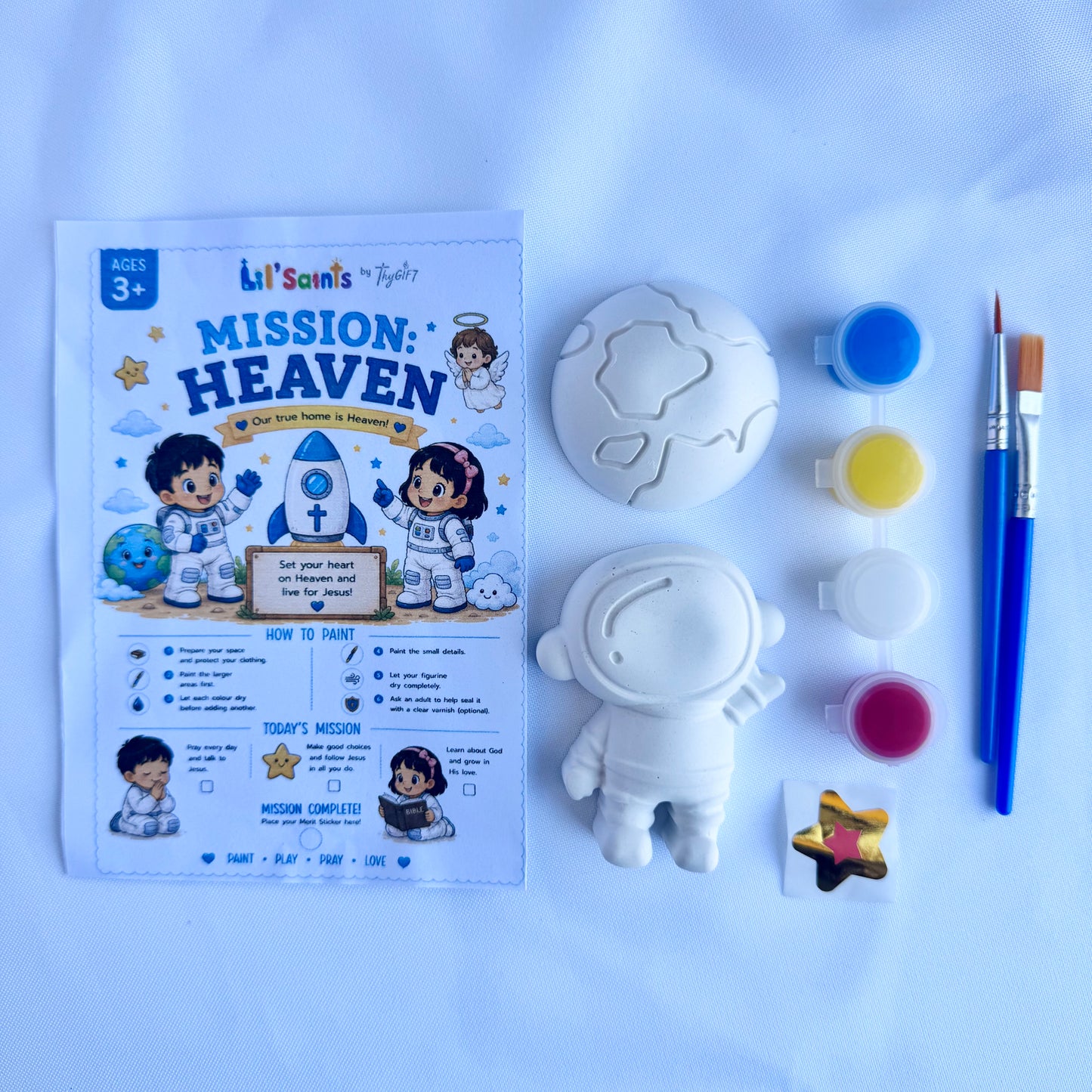 Mission: Heaven Plaster Figurine Kit | Lil’ Saints by Thy Gift