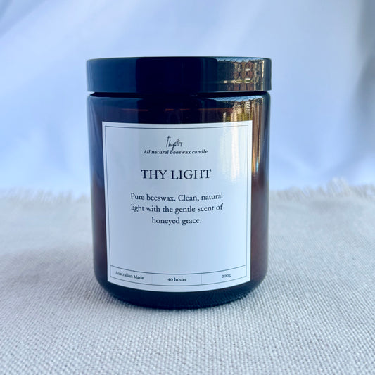 Pure Australian Beeswax Candle | 200g Amber Glass Jar