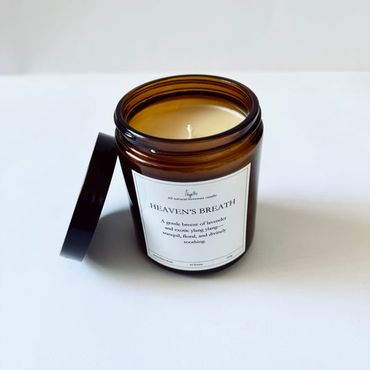 Heaven’s Breath – Scented Beeswax Candle | 200g Amber Glass Jar | Thy Gift